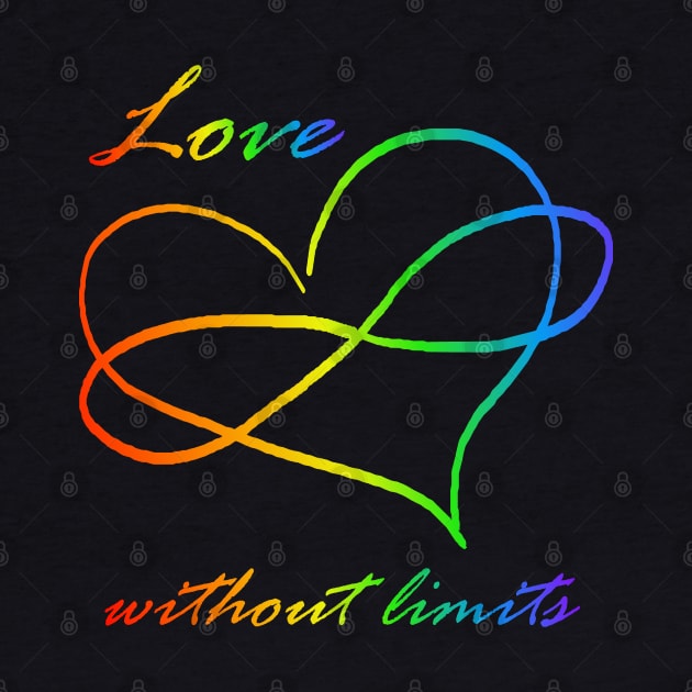 Love without Limits - Polyamorous pride rainbow infinity heart by Wanderer Bat